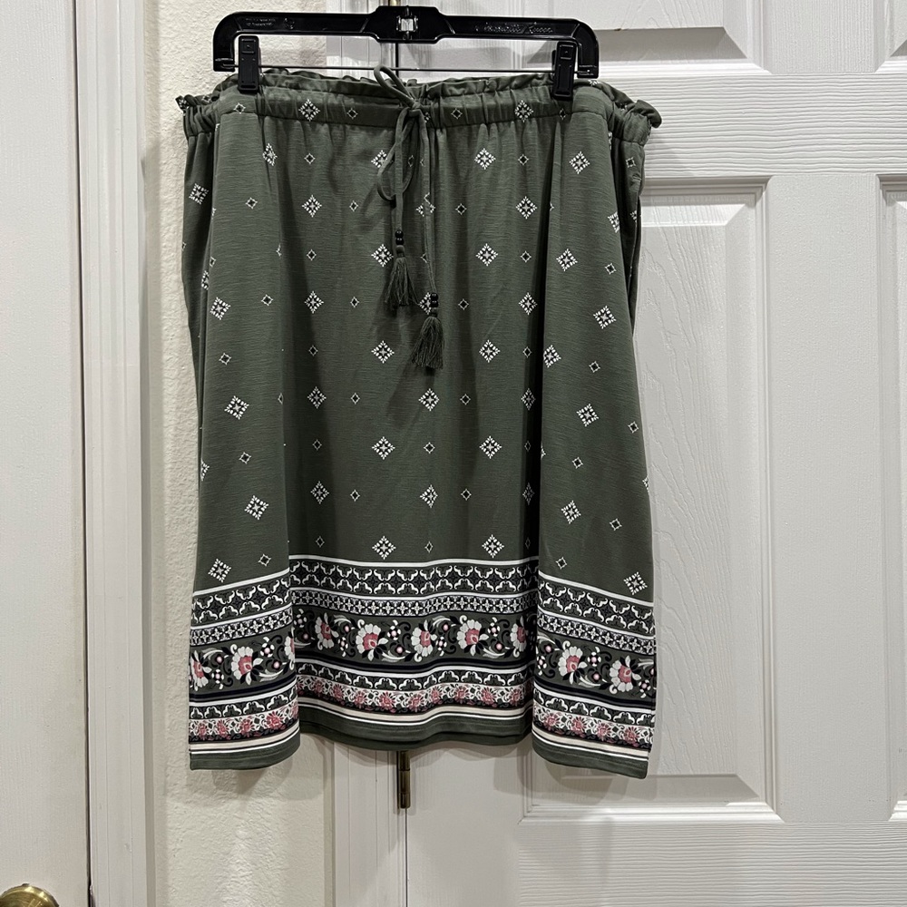 J.Jill Green with print slip on skirt